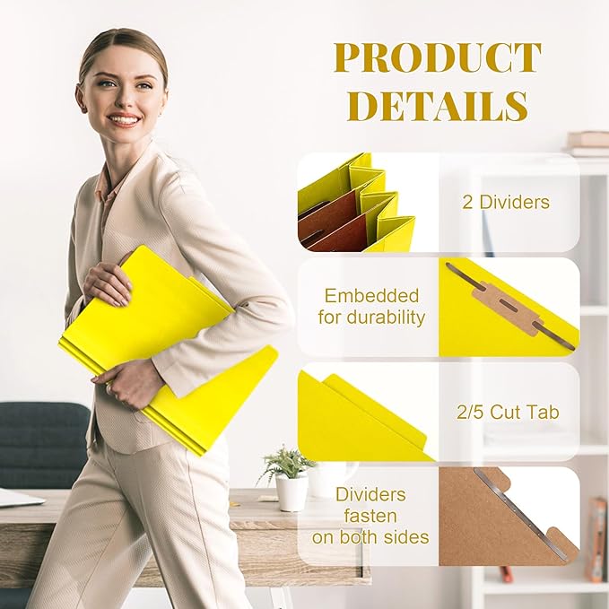 Skyygemm 48 Pcs Classification Folders Letter Size, 2 Divider Pressboard File - Image 2