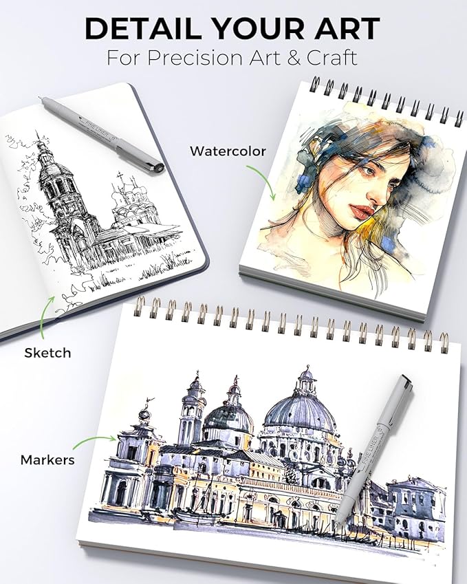 JusArt Fineliner Pens, 0.25mm Ultra Fine Point Pens 01, No Bleed, Waterproof - Image 8