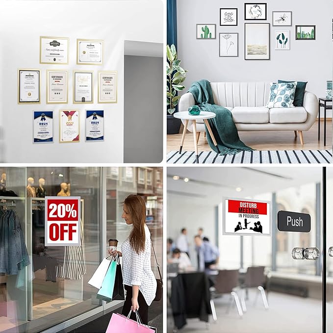 JIUYE 8.5 x 11 Self Adhesive Magnetic Sign Holder, Dual Sides Transparent - Image 7