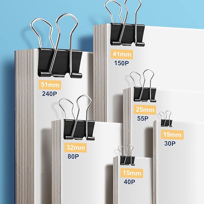 208 PCS Binder Clips Paper Clamps Assorted Sizes, Metal Paper Binder Clip - Image 5