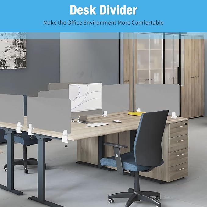 Desk Divider 4 Pcs Desk Privacy Panel 47.2''L x 15.8W'' Office Partitions Grey - Image 4