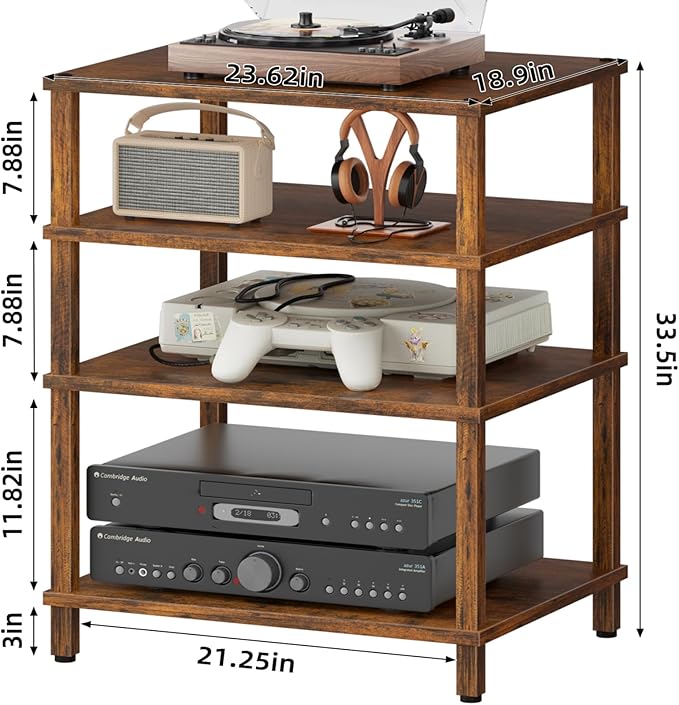 4-Tier AV Media Player Stand, Modern Stereo Cabinet, Wooden TV Stand, Game - Image 3