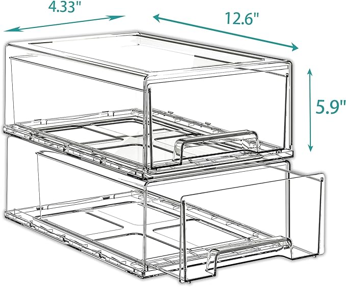 Sgoostood 6 Pack Stackable Organizer Drawers, Transparent Drawer in Home - Image 6