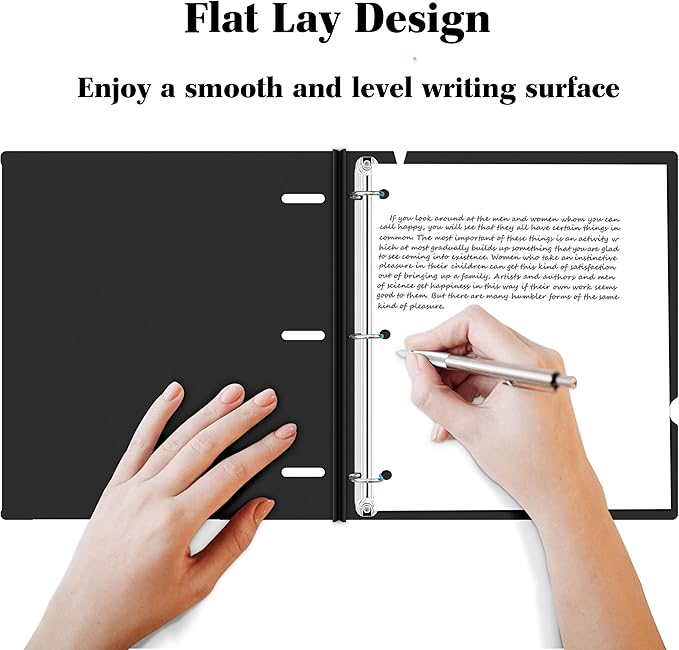INFUN 1 Inch Telescoping 3 Ring Binder- 4 PCS-Black, Portable Plastic Binder - Image 4