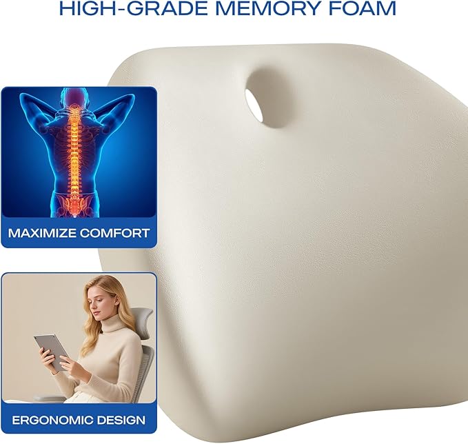 Skechers Lumbar Support Pillow for Office Chair, Memory Foam Lumbar Pillow - Image 8