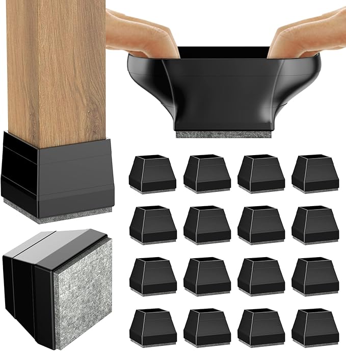 Square Chair Leg Protectors for Hardwood Floors, （Fit: 2.25" -2.75" Black）. by ComeHomeWithMe