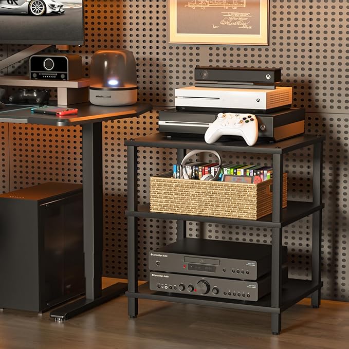 LELELINKY 3-Tier AV Media Player Stand Set of 2, Wooden TV Stand, Game Console - Image 7
