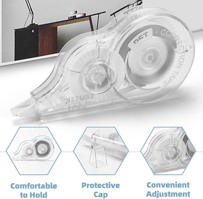 JEFURE 50 Pcs Correction Tape, 39.4 Ft White Wrong Out Tear-Resistant Bulk - Image 3