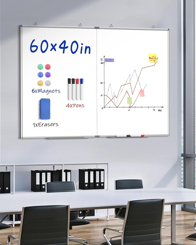 60"X 40" Large Magnetic Dry Erase Whiteboard, Wall Hanging Board - Image 2