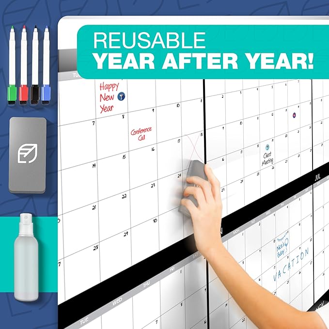 Large Dry Erase Calendar for Wall, Reusable - Image 5
