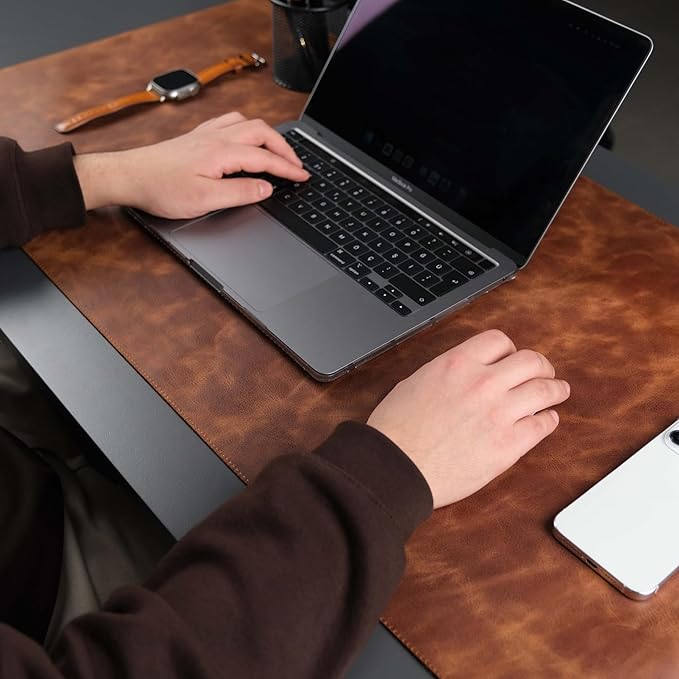 TORONATA Jersey Genuine Calfskin Leather Desk Pad, Office Desk Mat - Image 3