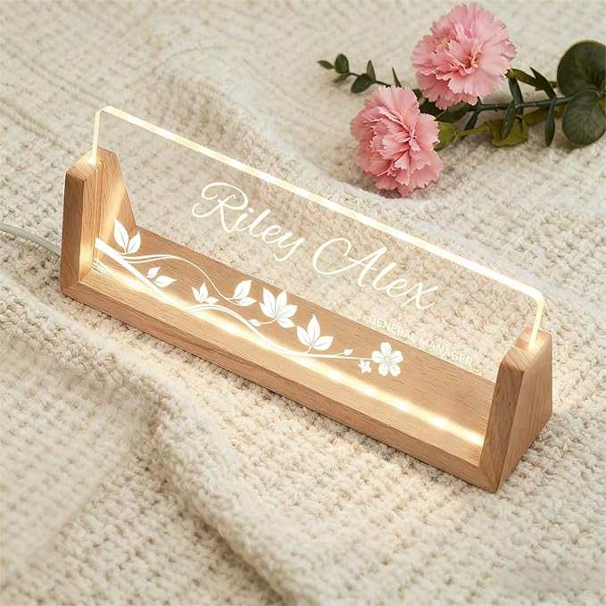 Custom Name Plate for Desk, Personalized Light Up Acrylic Desk Name Plate - Image 6