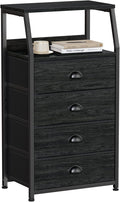 Furnulem Tall 4 Drawers Dresser, Vertical Storage Tower Black Dresser by Furnulem
