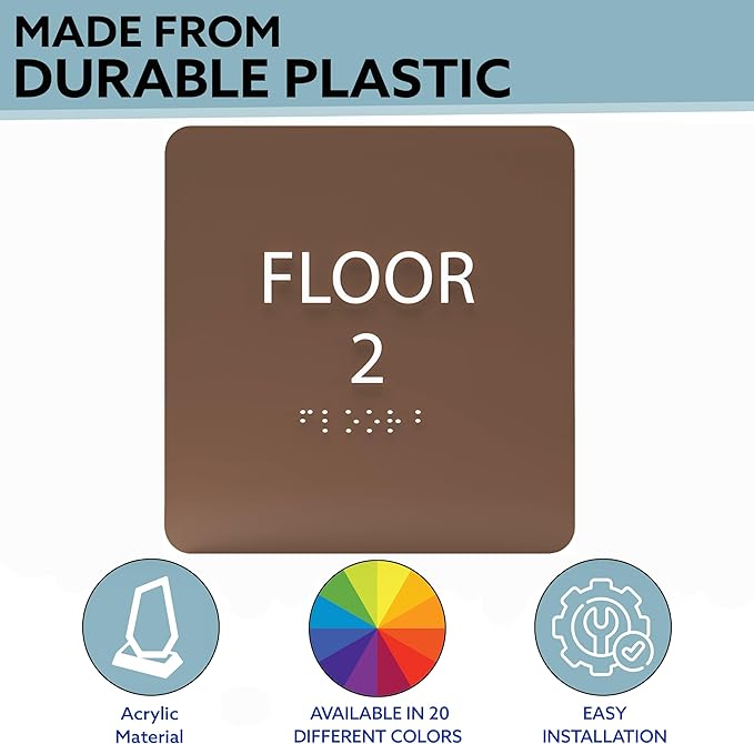 Spruce ADA Floor 2 Sign with Braille – Made from Durable Acrylic and Ready to - Image 2
