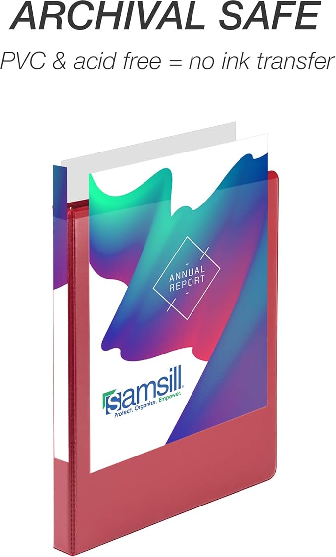 Samsill Durable .5 Inch Binder, Made in the USA, Round Ring Customizable Clear - Image 5