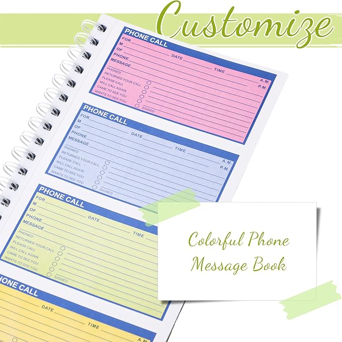 Sinmoe 10 Pcs Spiral Bound Phone Message Book - Image 4