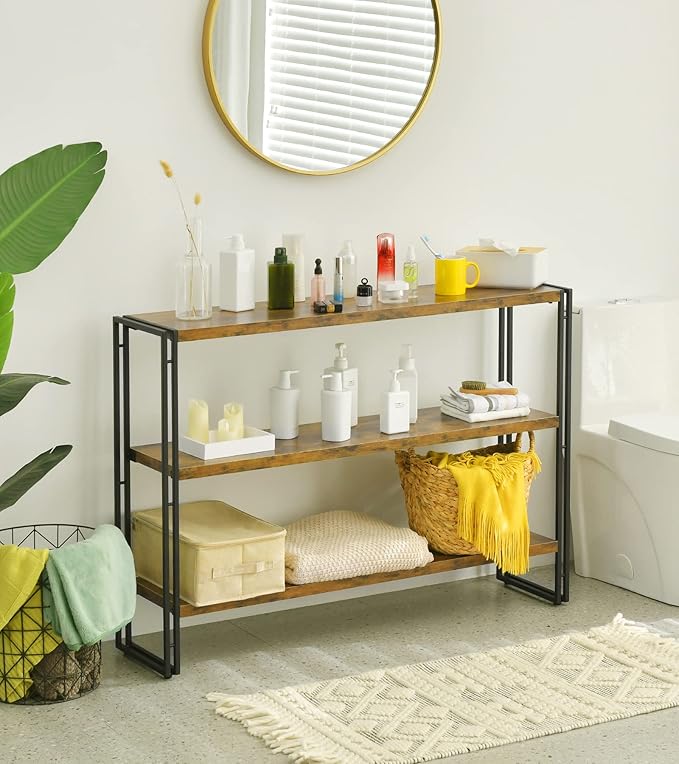 HCHQHS 3-Tier Rustic Wood and Metal Industrial Bookcase - 40in - Image 7