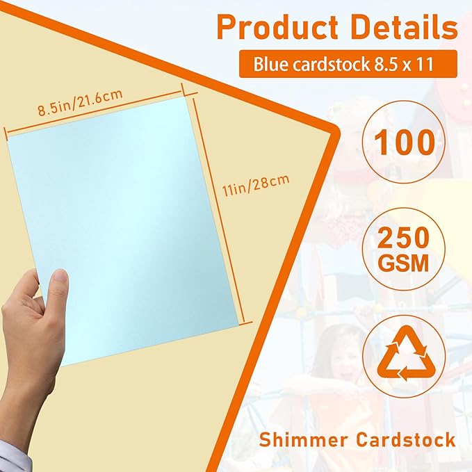 100 Sheets Light Blue Shimmer Cardstock 8.5 x 11 Craft Paper, 92lb Heavyweight - Image 2