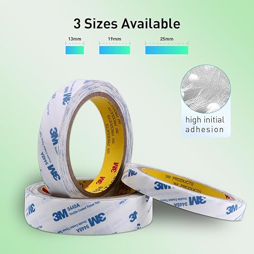 Double Sided Tape 9448A 1" x 33Ft Pack of 2 Made of 3M Super Sticky Adhesive - Image 2