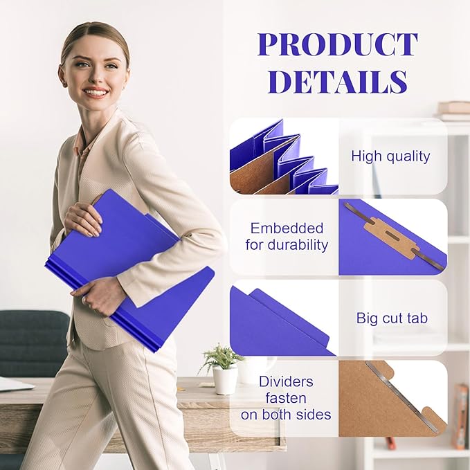 Skyygemm 12 Pcs Classification Folders Letter Size, 3 Divider Pressboard File - Image 3