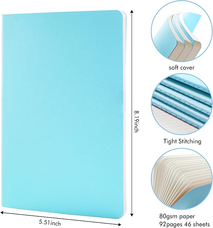 feela 8 Pack Soft Cover Journal Bulk, Notebooks College Ruled - Image 2
