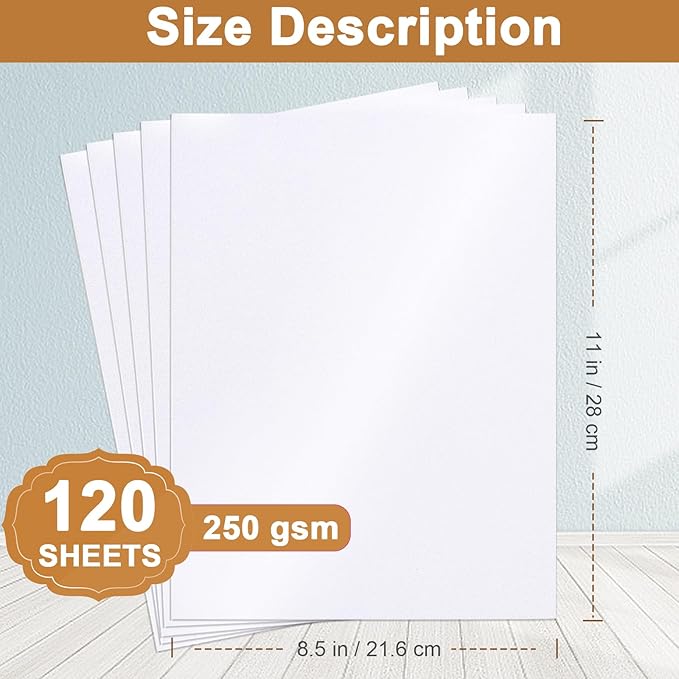 Silunkia 120 Sheets White Shimmer Cardstock 8.5 x 11 Heavyweight Paper - Image 2