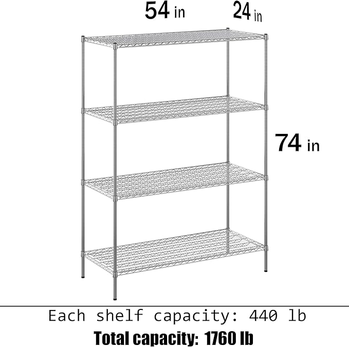 Regal Altair 24" Deep x 54" Wide x 74" Height Wire Shelving Kit | 4-Tier | NSF - Image 3