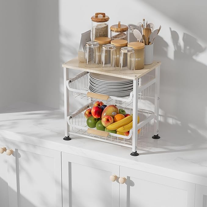 NiuYichee 3-Layer Kitchen Fruit Storage Basket Snack Rack, countertop Storage - Image 2