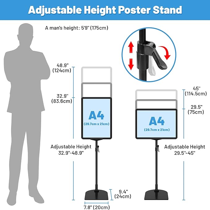 VAIIGO 6Pack Sign Stand for Display A4, Adjustable Poster Stand for Table Top & - Image 4