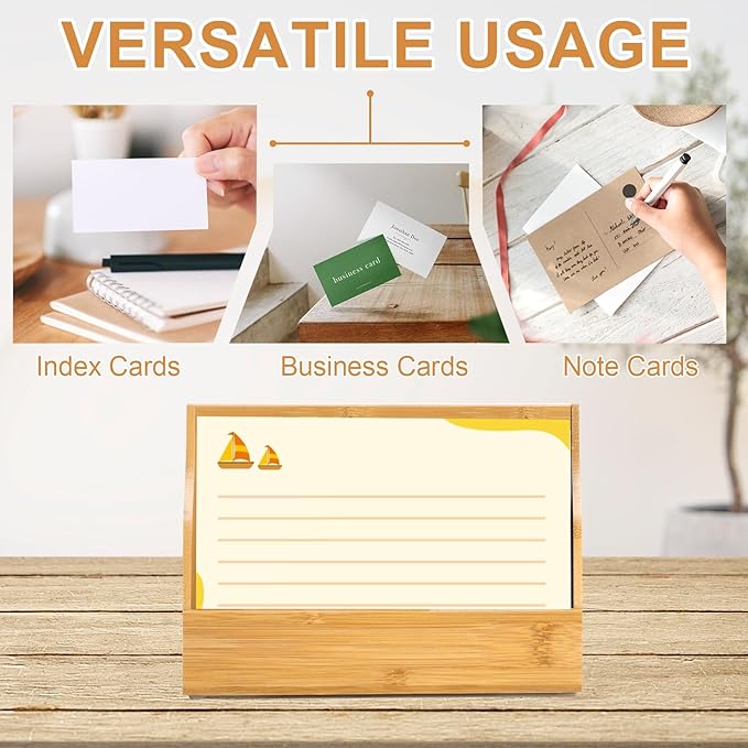 SHIQIKEJIPTY 4x6 Wood Index Card Holder Wooden Index Card Box Cards Display - Image 4