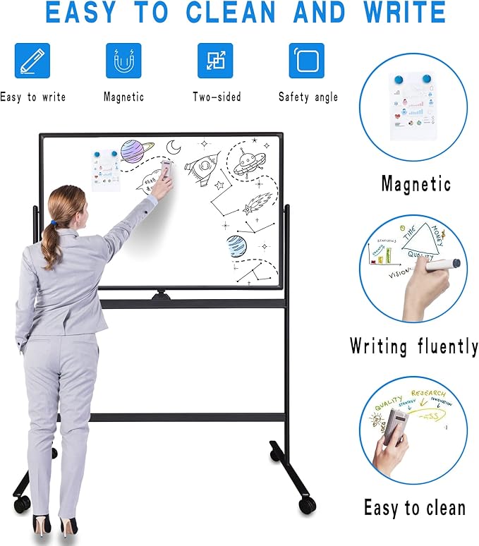 32x48 Inches Industrial-Grade Mobile Dry Erase Whiteboard - Image 5