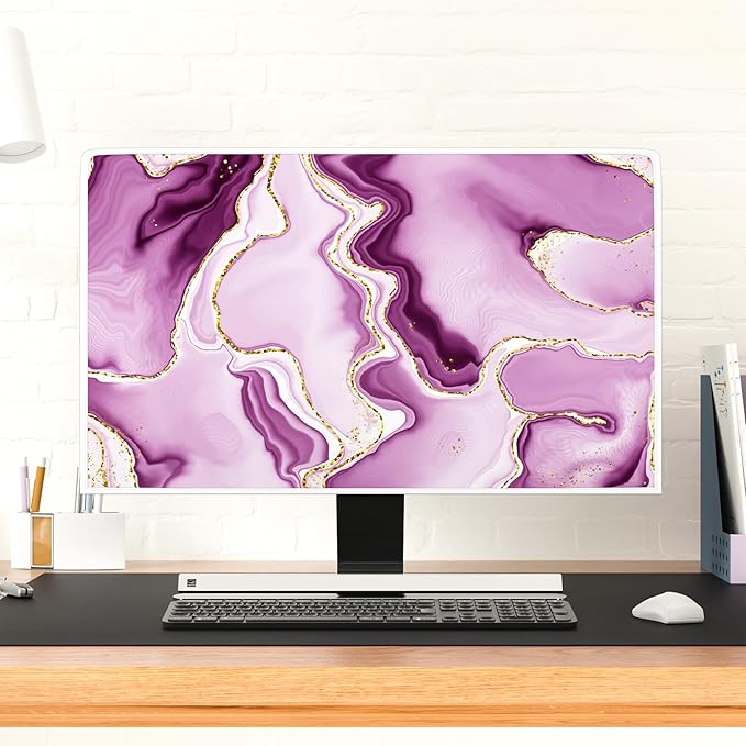 Baocicco Violet Gold Marble Waterproof Computer Monitor Dust Cover 26, 28 Inch - Image 4