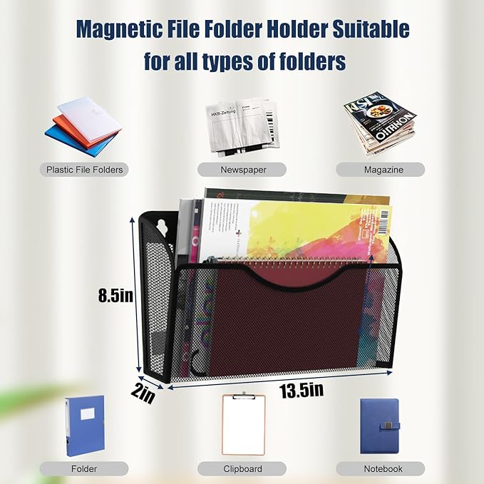 LQPAFZ Magnetic File Holder 1 Pockets File Folder Organizer, Office Hanging - Image 4