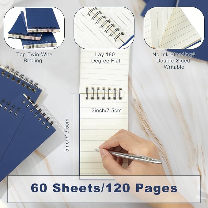 Tenceur 100 Pcs Pocket Notebook Bulk Small 3x5 Inch Spiral Notepads Mini Top - Image 2