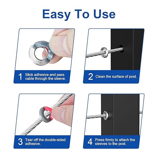BLIKA 100Pack Cable Railing Adhesive Sleeves - Image 5