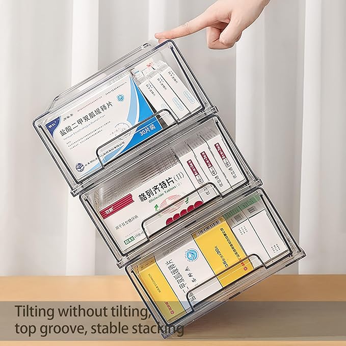 Sgoostood 6 Pack Stackable Organizer Drawers, Transparent Drawer in Home - Image 3