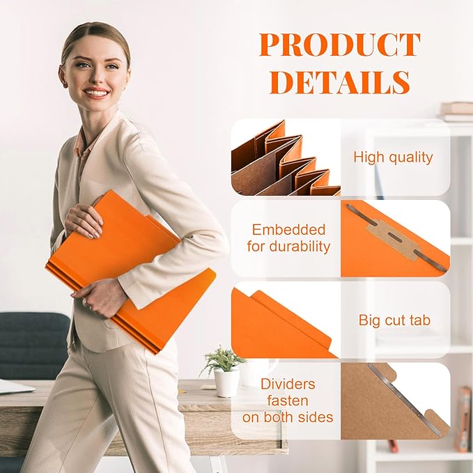 Skyygemm 24 Pcs Classification Folders Letter Size, 3 Divider Pressboard File - Image 3