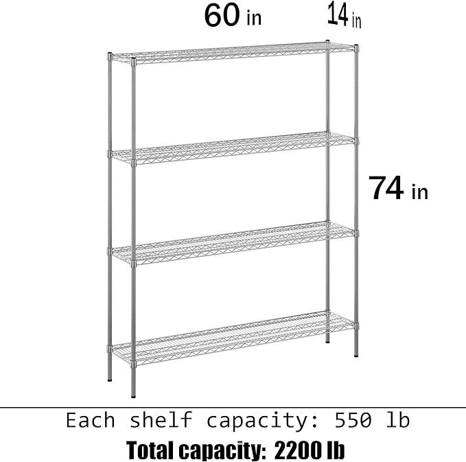 Regal Altair 14" Deep x 60" Wide x 74" Height Wire Shelving Kit | 4-Tier | NSF - Image 3
