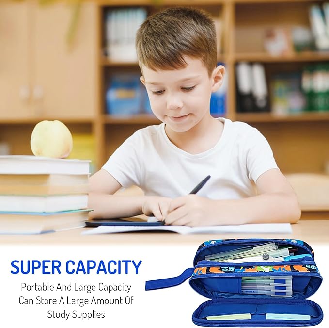 Fitvc Large Pencil Case for Boys, Dinosaur Boys Pencil Pouch for Kids Teens - Image 6