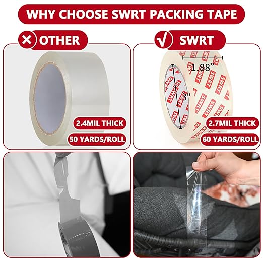SWRT 2.7Mil Thick Ultra Clear Packing Tape, 36 Rolls Heavy Duty Packaging Tape - Image 2