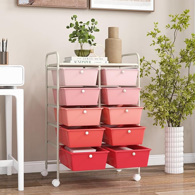 GOFLAME 10-Drawer Rolling Storage Cart, Art Craft Storage Organizer on Wheels - Image 8