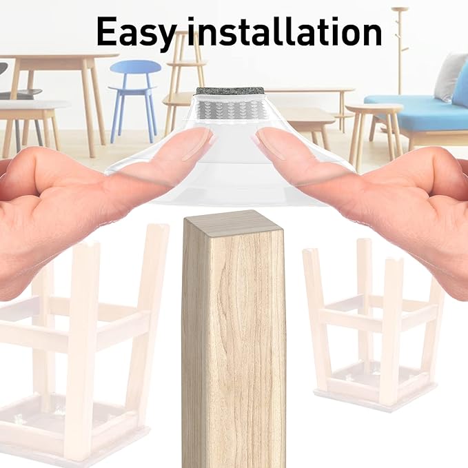Clear Square Chair Leg Floor Protectors - Image 3