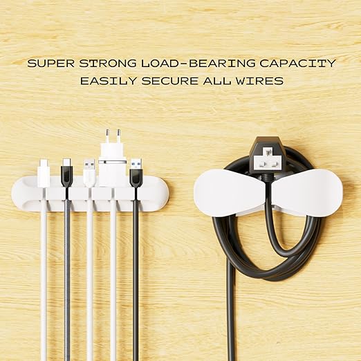 Apromisith USB Cable Organizer Clips Cord Holder, 10 Packs White Self Adhesive - Image 6