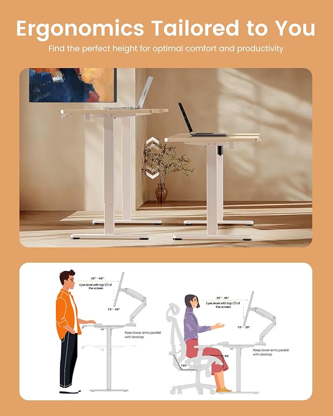 Ergear ErGear Height Adjustable Electric Standing Desk, 55 x 28 Inches Sit - Image 7
