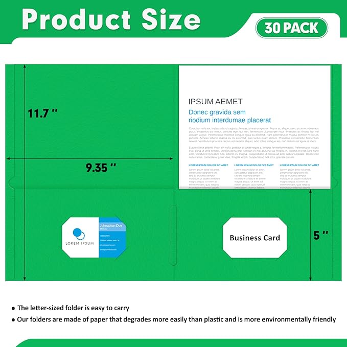 Two Pocket Folders, PANDRI 30 Pack 2 Pocket Folders, Letter Size Paper File - Image 2