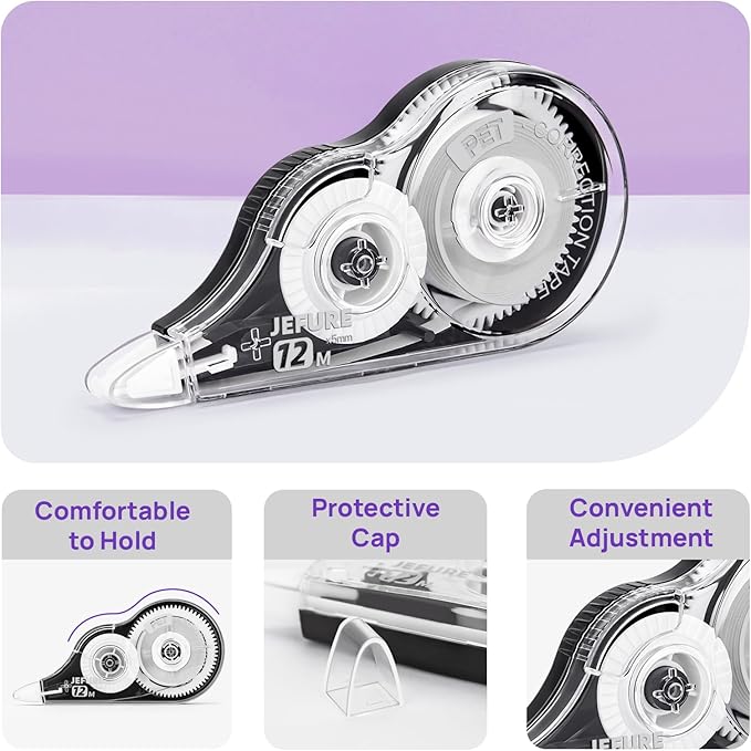 JEFURE 12 Pcs Correction Tape, 39.37 Ft White Wrong Out Tear-Resistant Bulk - Image 3