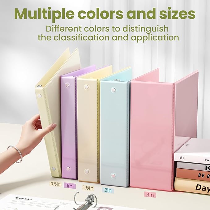 SUNEE 3 Ring Binder 3 Inch 1 Pack, Light Yellow - Image 5