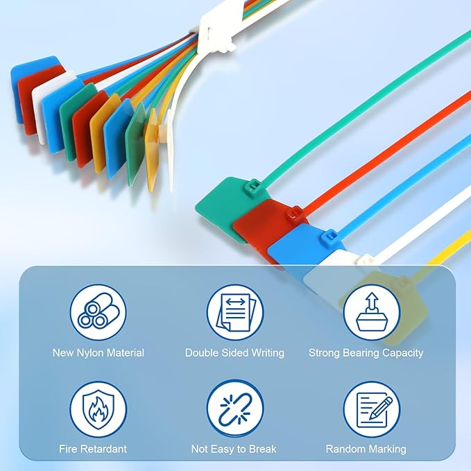 6 in Marker Nylon Cable Ties, Plastic Water Proof Tags, Self-Locking Written-on - Image 3