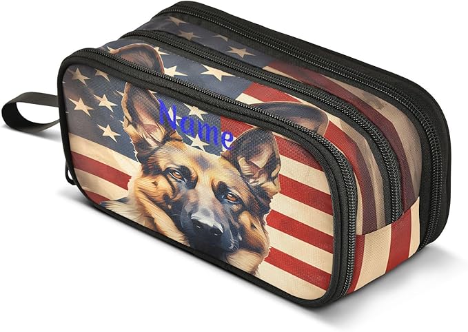 BOENLE Custom Dog German Shepherd Flag Pencil Case Box Boys Girls Personalized by BOENLE-WELCOMEYOURCOMING