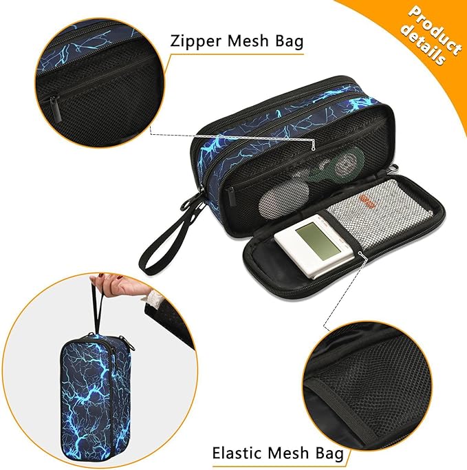 BOENLE Custom Dark Blue Electric Lightning Pencil Case Box Boys Girls - Image 2